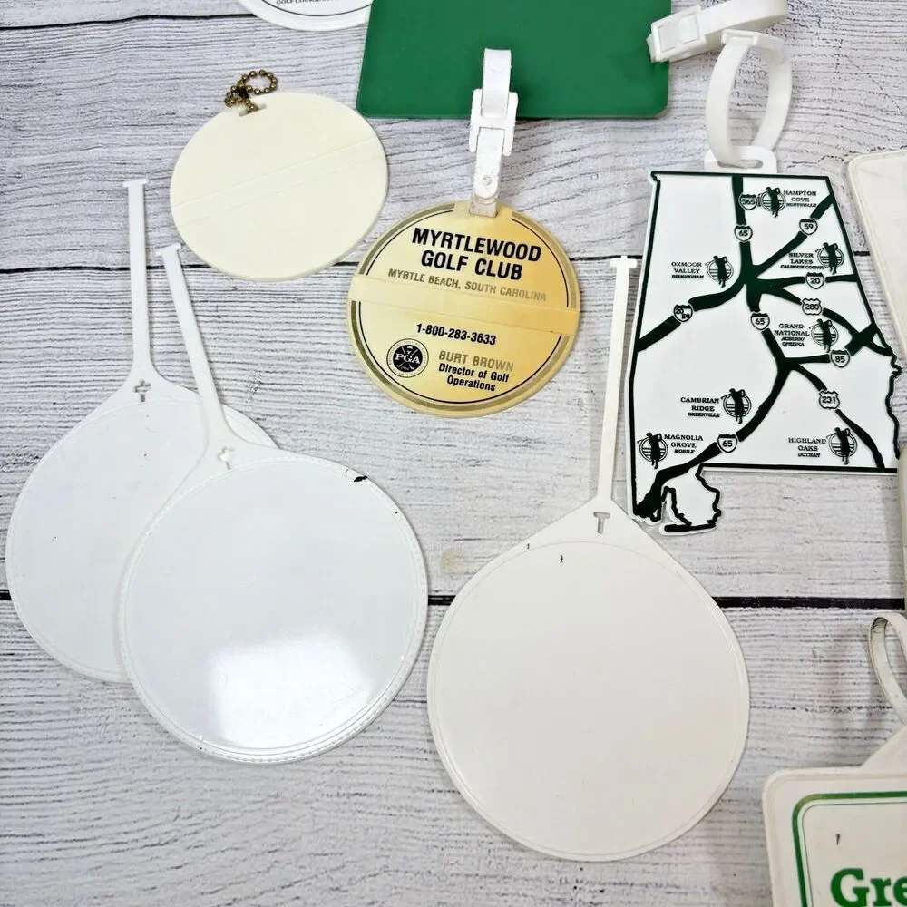 Vintage Golf Bag Tags Various Courses Lot 17 Plastic Whistler Nicklaus Adobe